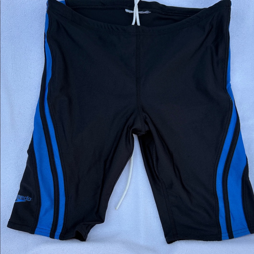 Speedo Men’s Black and Blue Racing Jammer Swim Briefs